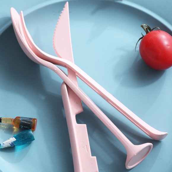 Cutlery Portable Travel Plastic Wheat Material Spoon Fork And Knife Set - Picture 7 of 16